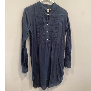 Nil Lotan Womens Tunic Top Navy Blue XS Cotton Shirt Minimalist Casual Capsule